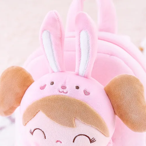 Miniatura 4 de Gloveleya Mochila de peluche para niños pequeños con juguetes de conejo de peluche, rosa