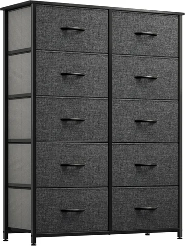 Miniatura 17 de YITAHOME Cómoda con 5 cajones – Torre de almacenamiento de tela, unidad organizadora para dormitorio, sala de estar, armarios – Estructura de acero