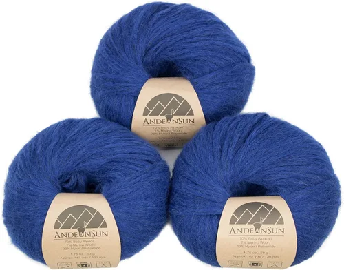 Miniatura 11 de Juego de 3 hilos de lana merino de alpaca bebé [426 yardas en total] gris claro, #4 peinado