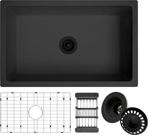 Miniatura 19 de Fregadero de cocina dorado de 30 pulgadas, fregadero de cocina de acero inoxidable SUS304 de montaje inferior, fregadero de cocina grande y profundo
