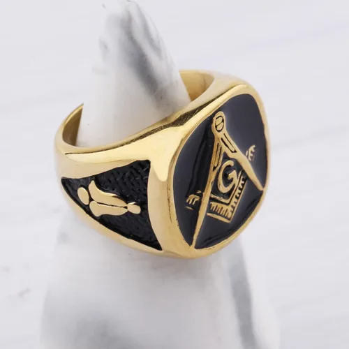 Miniatura 4 de Anillos de motociclista masónico con diseño masónico de maestro masón, joyería estilo sello masónico, joyería con sello masónico, Metal
