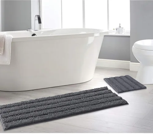Miniatura 38 de NICETOWN Tapete negro para baño, antideslizante, suave, absorbente de agua, tapete de bajo perfil para entrada, tapete para vestíbulo, puerta