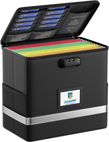 Caja de archivos ignífuga con cerradura, organizador de almacenamiento de caja de documentos, adecuado para colgar carpetas de archivos en tamaño