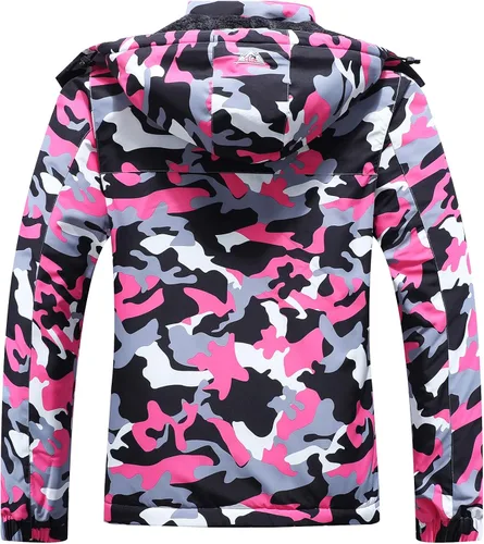 Miniatura 2 de Chaqueta de esquí impermeable para mujer, resistente al viento, cortavientos, abrigo de nieve cálido con capucha