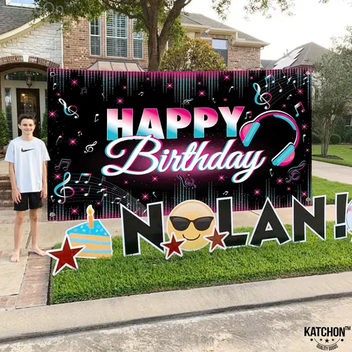 Miniatura 6 de KatchOn, Xtralarge - Cartel de feliz cumpleaños de TIK Tok, 72 x 44 pulgadas, pancarta de TIK Tok para decoraciones de feliz cumpleaños de TIK Tok