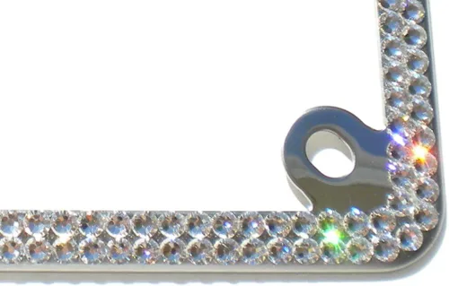 Miniatura 2 de Marco de matrícula de cristal de 2 filas con diamantes de imitación brillantes con cristales austriacos