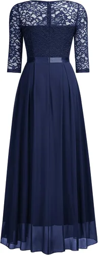 Miniatura 7 de Miusol Vestido largo de dama de honor con mangas 34 de contraste y encaje floral elegante para mujer