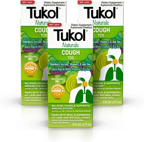 TUKOL Naturals Jarabe de saúco con vitamina C, D y zinc, suplemento de apoyo inmunológico con miel natural para adultos y adolescentes, refuerzo de