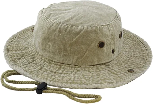 Miniatura 26 de The Hat Depot - Sombrero de safari, de algodón lavado a la piedra, de ala ancha, plegable, doble cara y sombrero de pesca 2. Algodón - Oliva