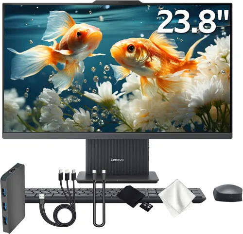 Lenovo IdeaCentre AIO 3 23.8 pulgadas FHD todo en uno, AMD Ryzen 5 7535HS, 16 GB DDR5, 1.5 TB de almacenamiento (512 GB SSD y estación de