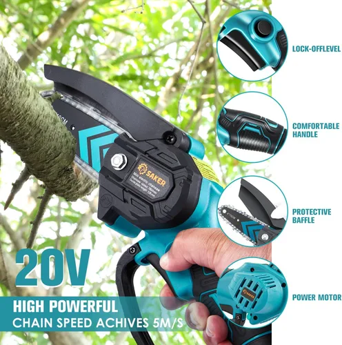 Miniatura 4 de Saker Mini Motosierra, Motosierras Eléctricas Portátiles Inalámbricas, Sierra de Cadena de Mano Tijeras de Podar Sierras de Cadena para Ramas