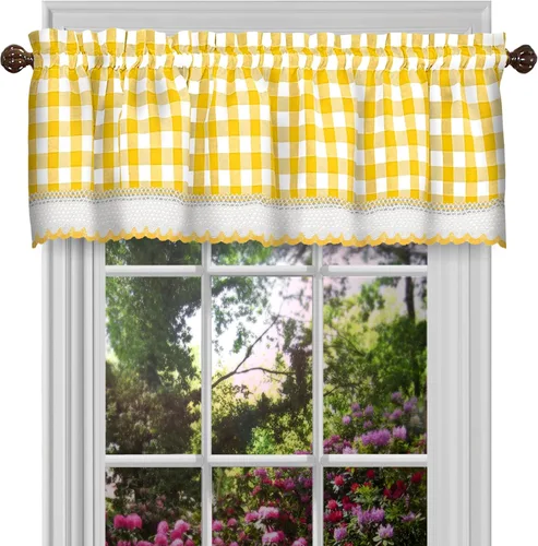 Miniatura 9 de ACHIM Buffalo Check Cortinas Valance para Ventana - 58 Pulgadas de Ancho, 14 Pulgadas de Largo - Cuadros Grises y Blancos - Cortinas