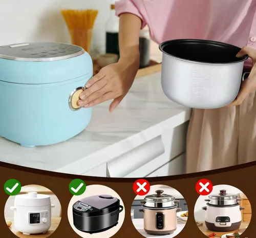 Miniatura 8 de KICHOUSE Olla interior de repuesto para olla arrocera de 8.26 pulgadas, antiadherente, con taza medidora y cuchara de arroz para uso diario