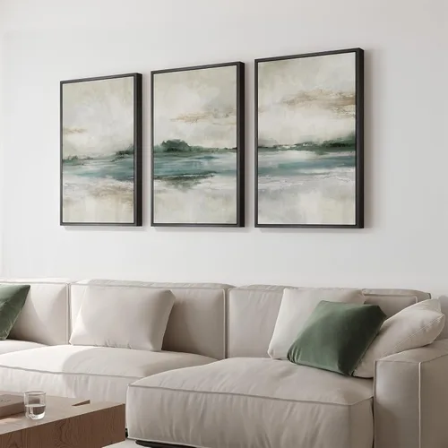 Miniatura 22 de Framed Sage Green Abstract Landscape Wall Art for Bedroom, 3 Piece Modern Canvas Prints Paintings Artwork for Walls, Minimalist Nature Pictures for