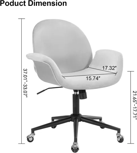 Miniatura 2 de Silla de escritorio de terciopelo, moderna silla de oficina en casa con altura ajustable giratoria para computadora ejecutiva con almohada, sillón