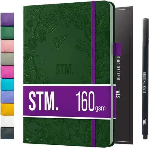 Miniatura 26 de Cuaderno de diario con puntos y cuadrícula A5 Cuadernos diarios en blanco para escritura personal, trabajo, mujeres Papel grueso de 120gsm, tapa