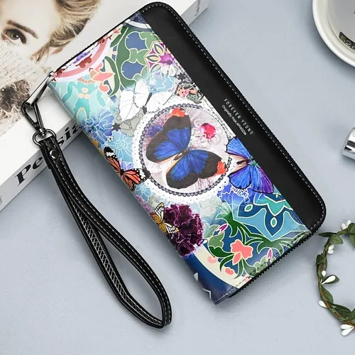 Miniatura 3 de APHISON Billetera para mujer, gran capacidad, monedero, tarjetero, RFID, pulsera, teléfono, cremallera, moneda, bolsillo de viaje