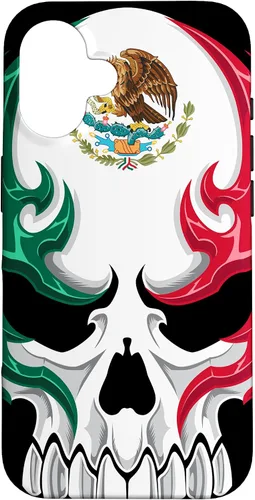 Miniatura 31 de iPhone 13 Pro Max Bandera de México - Estilo tribal de calavera mexicana - Funda hecha en México