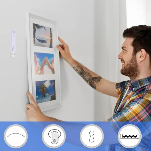 Miniatura 5 de Jetec 20 ganchos para fotos, sin daños, tiras adhesivas, sin clavos, ganchos adhesivos para el hogar, baño, cocina, puerta, armario, color blanco