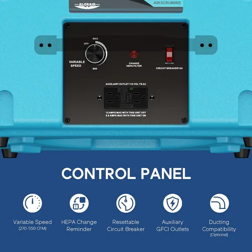 Miniatura 4 de AlorAir CleanShield HEPA 550 - Sistema de filtro HEPA de depurador de aire comercial resistente, cable de alimentación de 25 pies con extremo Azul