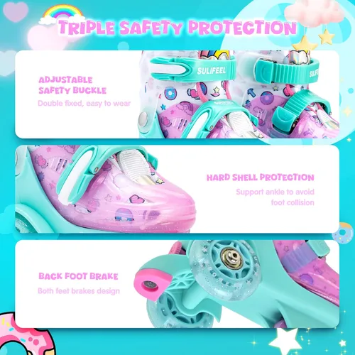 Miniatura 5 de SULIFEEL Patines de Ruedas Ajustables para Niñas Niños Infantiles, Ruedas Divertidas Iluminadas con Luz Flash de Tipo Equilibrio de Tres Puntos