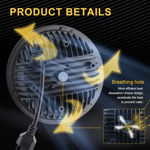 Miniatura 6 de BeaveWAY - 4 faros delanteros LED redondos de cristal de 5.75 pulgadas 36 W, haz sellado IP68, impermeable, repuesto 4000 4040 5506 H5006 H651 / H466