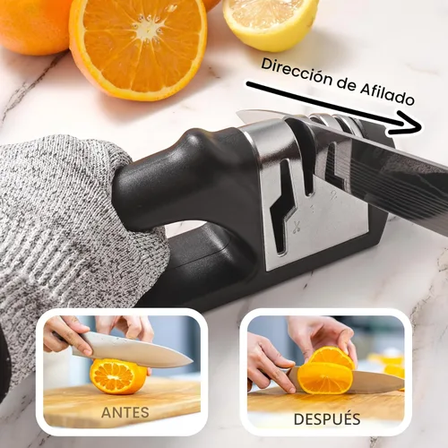 Miniatura 5 de HOTEC Afilador de cuchillos 4 en 1, afilador manual de 3 etapas para afilar cuchillos de cocina, 1 etapa para tijeras, piedra de cerámica, placas