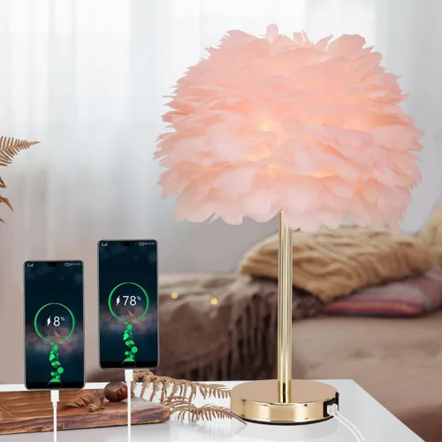 Miniatura 18 de ZYLEIESENBAO - Lámpara de pluma blanca con textura de piel de mesa H16'' Moderna lámpara de escritorio de princesa con trípode, luz esponjosa