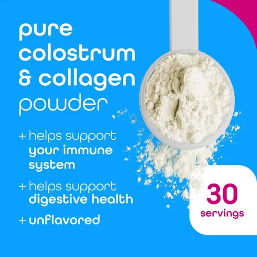 Zena Nutrition Suplemento en Polvo de Calostro Bovino y Colágeno para la Salud Intestinal, Apoyo Inmunológico, Digestión, Cabello, Piel y Uñas, Sin