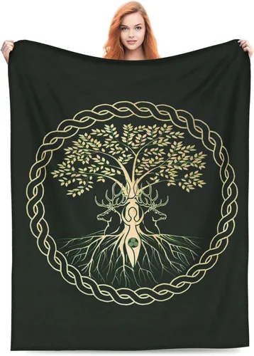 Yule Árbol de Navidad, ciervo pagano, Yuletide Wicca, ritual celta, nórdico, vikingo, diosa, Wicca, Wicca, manta de forro polar, manta de franela