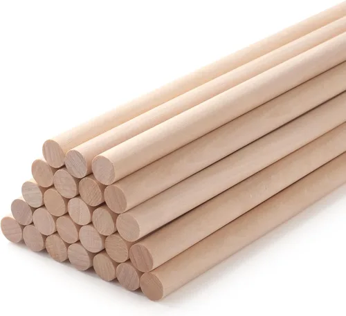 Miniatura 15 de Varillas de madera redondas de madera maciza de 3/8 x 15 pulgadas, 20 piezas de varillas de madera para macramé para manualidades, palos de madera