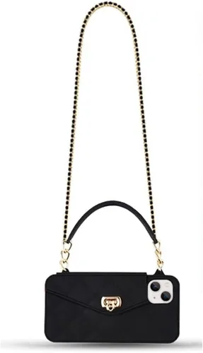 Yatchen Funda tipo cartera para iPhone 14 Pro, funda cruzada para teléfono con correa de cordón, bonito soporte para tarjetas de crédito, de Negro