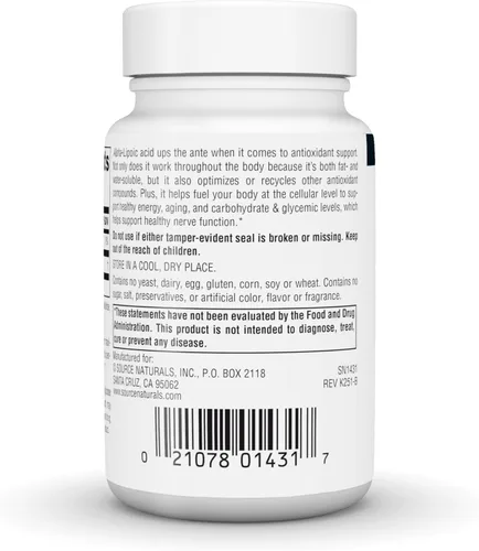 Miniatura 4 de Source Naturals Ácido alfa lipoico, protección antioxidante de liberación temporal* - 300 mg - 30 tabletas veganas