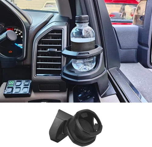 Miniatura 7 de Portavasos para coche, izquierdo, negro, material ABS, compatible con Ford F150 2015-2023, soporte para bebidas en la puerta