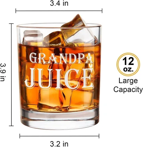 Miniatura 2 de LIGHTEN LIFE Vaso de whisky Grandpa Juice de 12 onzas, regalo único en valiosa caja de madera, ideas divertidas para nuevo abuelo, cumpleaños