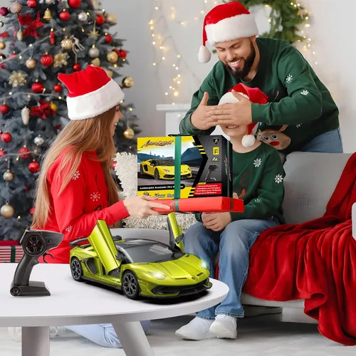 Miniatura 6 de AEROQUEST Lamborghini Auto a Control Remoto, Auto RC Lambo con Licencia Oficial 1:14 para Niños y Niñas, Regalo de Cumpleaños, Juguetes Verdes