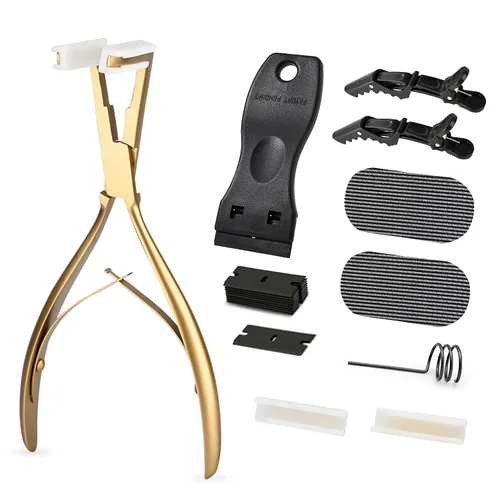 Miniatura 9 de Gomake Kit de herramientas de extensión de cabello con cinta adhesiva de superficie plana de acero inoxidable, pinzas de sujeción de sellado