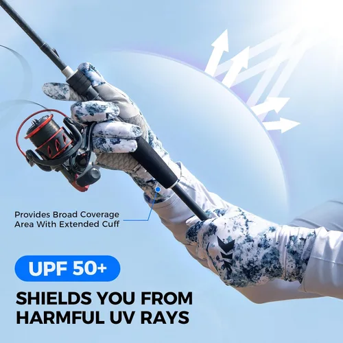Miniatura 2 de KastKing La Sal Pro - Guantes de pesca de dedo completo, protección solar UPF 50+ con diseño convertible, microfibra ultraligera, comodidad ultra