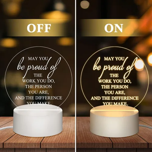 Miniatura 5 de 30 piezas de regalos de agradecimiento a los empleados para regalos de equipo, luz nocturna LED acrílica con texto en inglés "May You Be Proud of