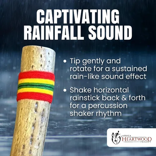 Miniatura 3 de Africa Heartwood Project Palo de lluvia de cactus de 30 pulgadas de Chile, auténtico instrumento musical hecho a mano con envoltura de hilo Rasta