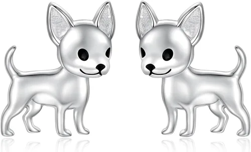 Sterling Silver Dogs Stud Earrings Beagle Corgi Chihuahua Dachshund French Bulldog German Shepherd Poodle Mom Breed Puppy Jewelry for Daughter