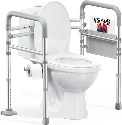 HOMLAND Rieles de seguridad para inodoro para personas mayores, altura y ancho ajustables, asas de inodoro de 350 libras para ancianos y