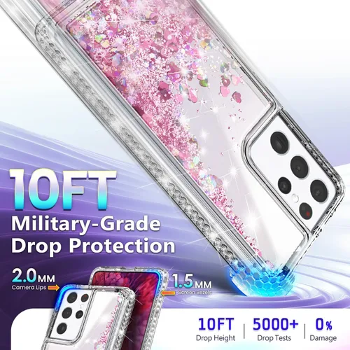 Miniatura 287 de NGB - Funda de teléfono diseñada para Samsung Galaxy S9+ Plus, morado/azul, con purpurina líquida para mujeres y niñas, con protector de pantalla