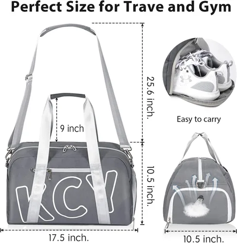 Miniatura 2 de Bolsa de gimnasio deportiva con bolsillo para ropa húmeda y compartimento para zapatos para mujeres y hombres, pequeña bolsa deportiva para yoga