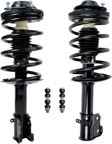 Miniatura 43 de Detroit Axle - Kit de 4 barras estabilizadoras delanteras para Ford F-150 2021 2022 2023 2024, 2 puntales con resorte helicoidal, 2 eslabones