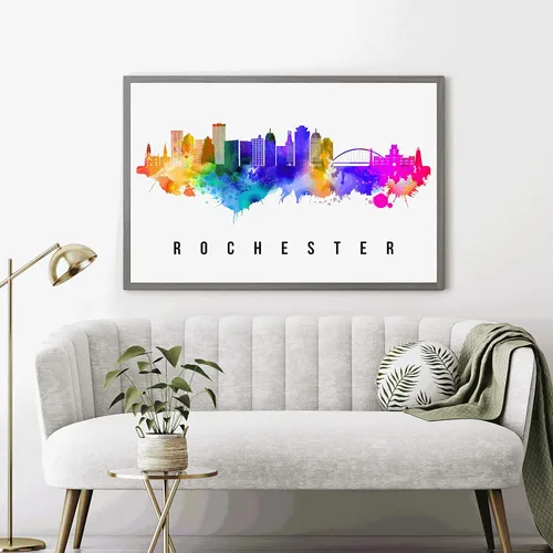 Miniatura 2 de Pera Print Rochester Skyline New York Póster, pintura de paisaje urbano de Nueva York, impresión de paisaje urbano y monumentos, arte de pared