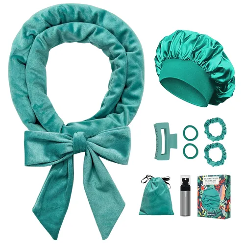 Gwabee - Diadema rizador sin calor para rizar el cabello durante la noche, cinta de 1,78 m de goma suave para cabello largo, juego de 9 varillas