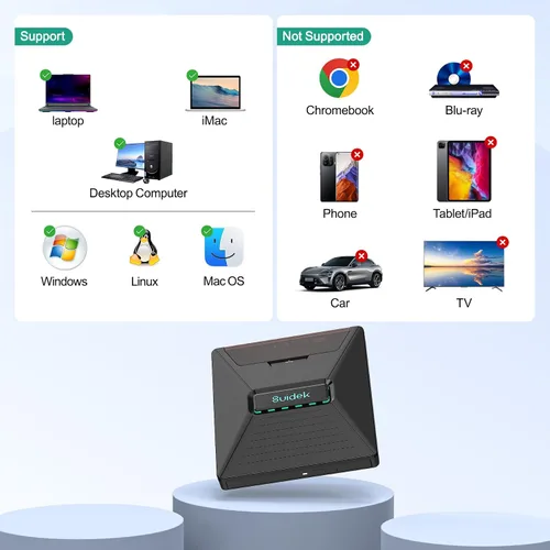 Miniatura 7 de SUIDEK Unidad Externa de CD DVD para Laptop, Grabador Lector Portátil de CD DVD +/-RW 7 en 1 con Interfaz M.2 NVMe, Ranuras para Tarjetas SD/Micro