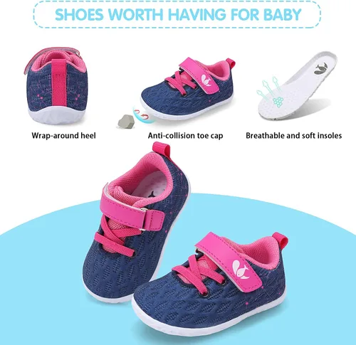 Miniatura 3 de FEETCITY Zapatillas de bebé para niños y niñas, zapatos de primera caminata, zapatos de cuna para recién nacidos, zapatos sin cordones para niños