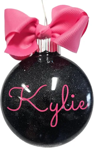 Miniatura 26 de Adorno de Navidad personalizado relleno de purpurina hecho a medida, regalo ideal para fiesta de intercambio de regalos de oficina (Aqua)